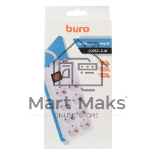Сетевой фильтр Buro 800SH-1.8-W 1.8 м, 8 розеток, белый, коробка