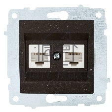 Ovivo Механизм роз. комп. 2-местн. (RJ45 CAT6), черный металлик, 600-000317-230