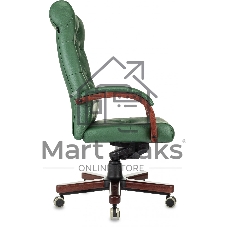 Кресло Бюрократ T-9928Walnut зеленый, кожа