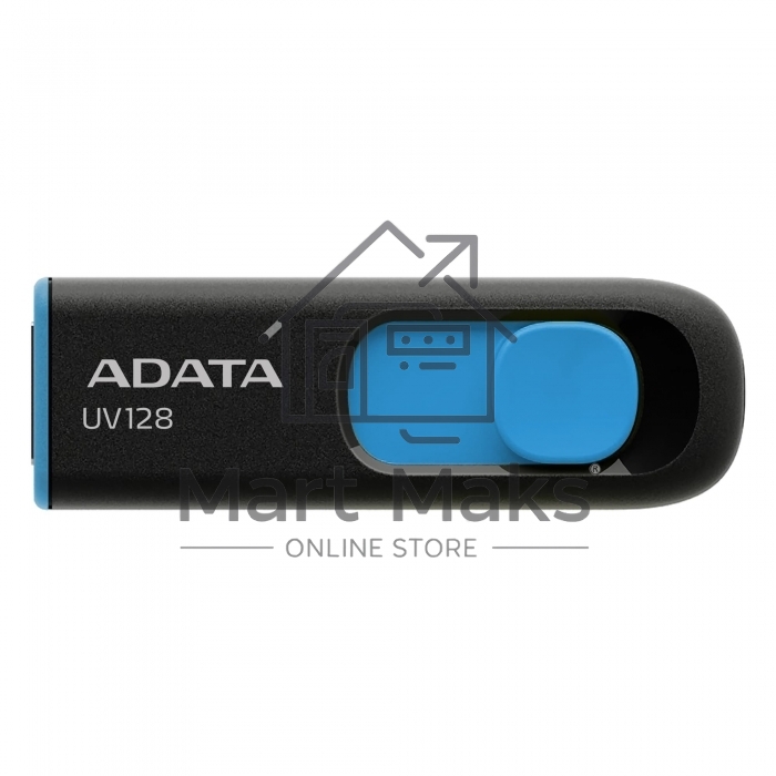 Флешка USB ADATA UV128 (AUV128-64G-RBE), 64Gb, USB 3.0, R/W 100/30, черный/синий