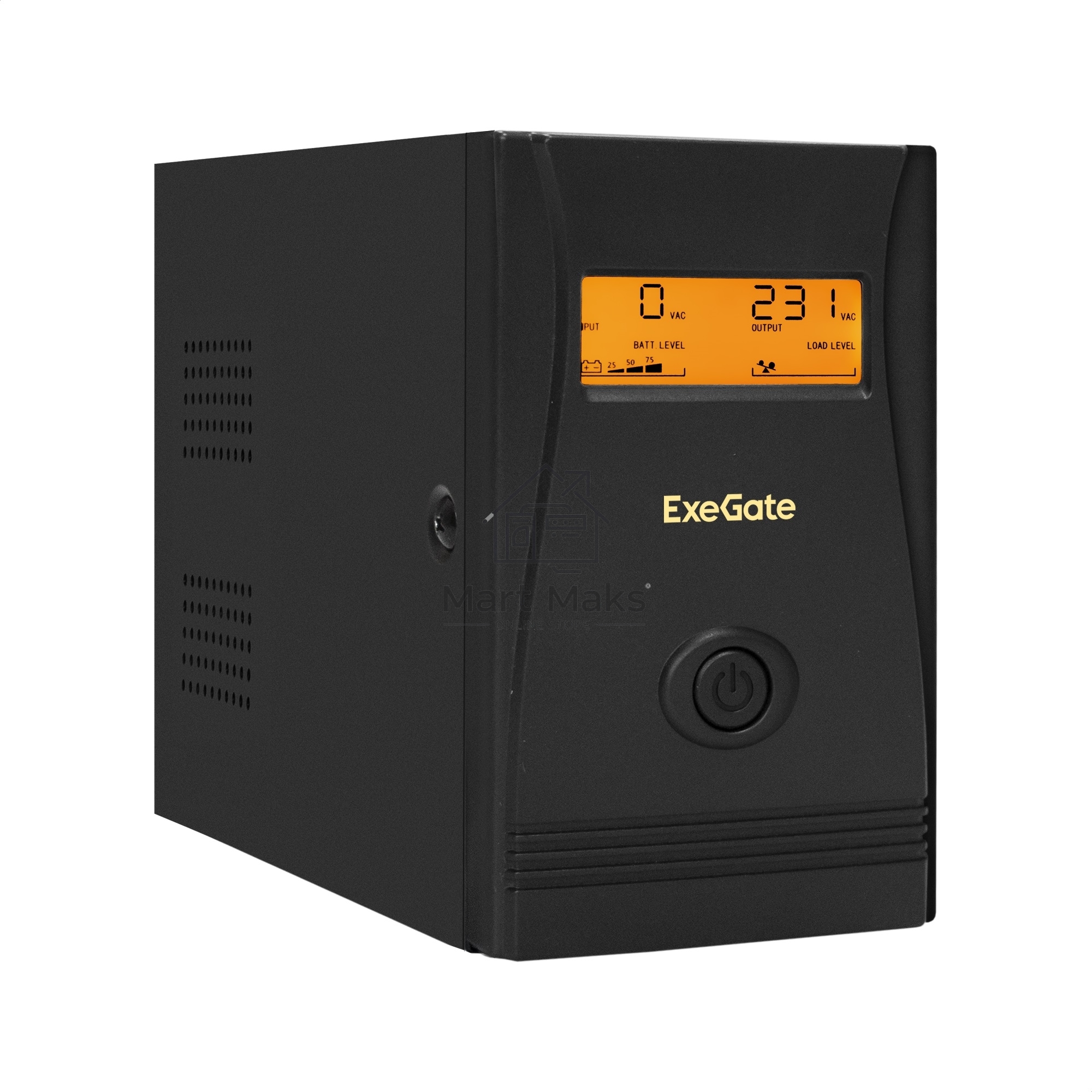 Источник бесперебойного питания ExeGate EX292776RUS Power Smart ULB-800.LCD.AVR.2SH <800VA/480W, LCD, AVR, 2*Schuko, металлический корпус, Black>