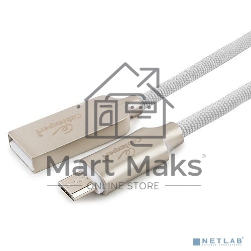 Кабель USB 2.0 Cablexpert CC-P-mUSB02W-1.8M, AM/microB, серия Platinum, длина 1.8м, белый, блистер