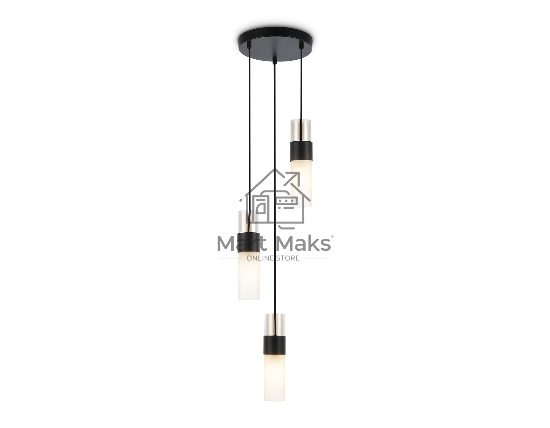 Подвесной светильник LH55102/3 BK/FR/TI черный/белый матовый/янтарь E14*3 max 40W D220*1200