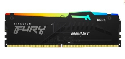 Оперативная память Kingston Fury Beast, DDR5, 32GB (2x16GB), 5200MHz, CL40, DIMM, с радиаторами, RGB, черный