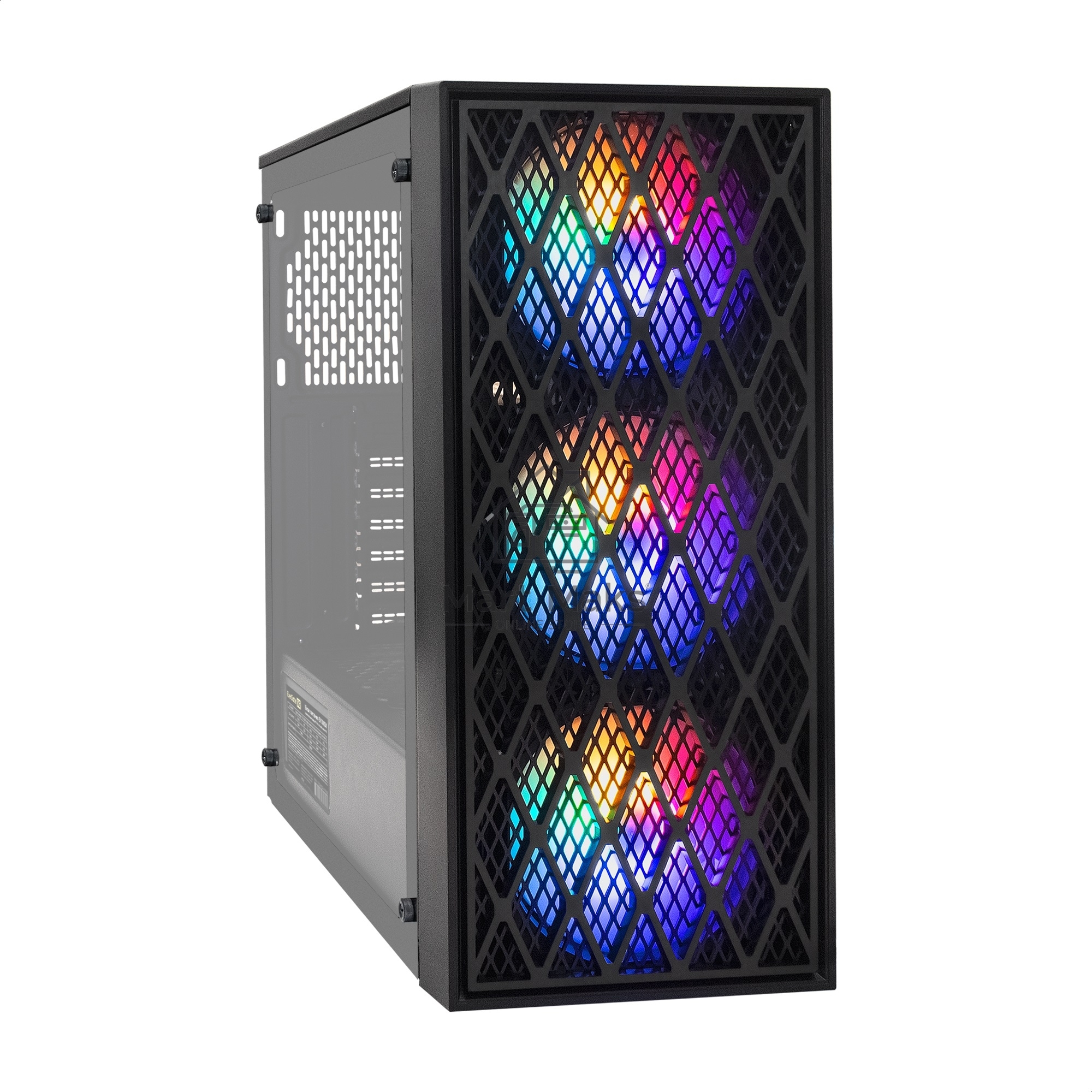 Компьютерный корпус Miditower ExeGate EVO-8243-EVO800 (ATX, БП EVO800RGb с вент. 12 см, 2*USB+1*USB 3.0, черный, 3 вент. с RGb подсветкой, боковая панель - закаленное стекло)