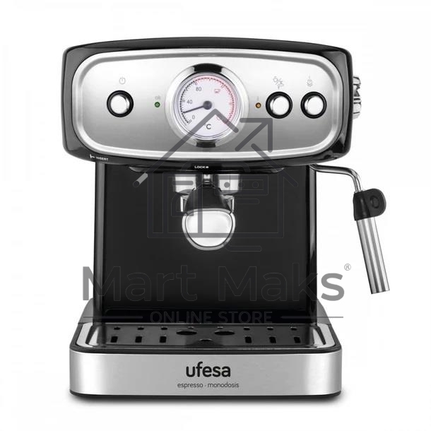 Кофеварка рожковая Ufesa CE7244 BRESCIA черный/серебристый, исп. кофе - молотый, 1.5 л, 850 Вт, 20 Бар.