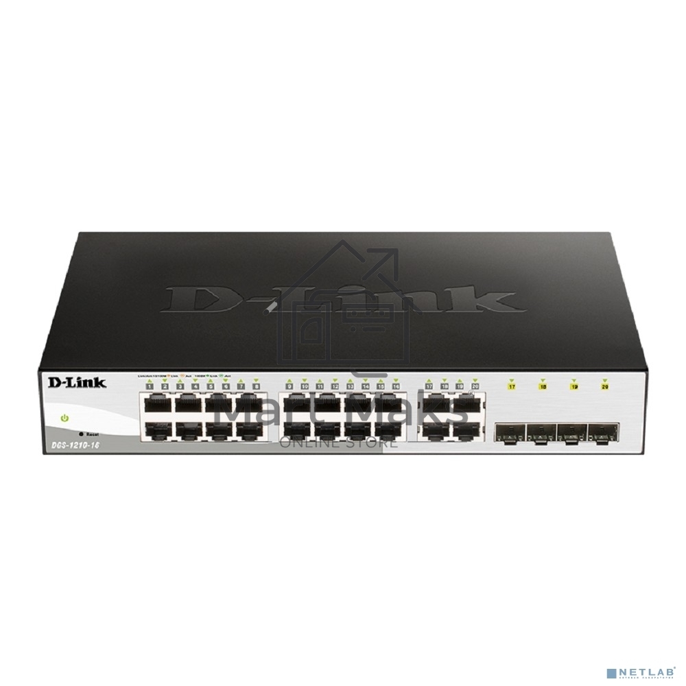 Коммутатор настраиваемый L2 коммутатор, 16х1000Base-T, 4хCombo 1000Base-T/SFP, упрощенный интерфейс CLI