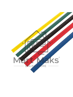 Термоусаживаемые трубки Rexant 12,0/6,0 мм, набор пять цветов, упаковка 50 шт. по 1 м