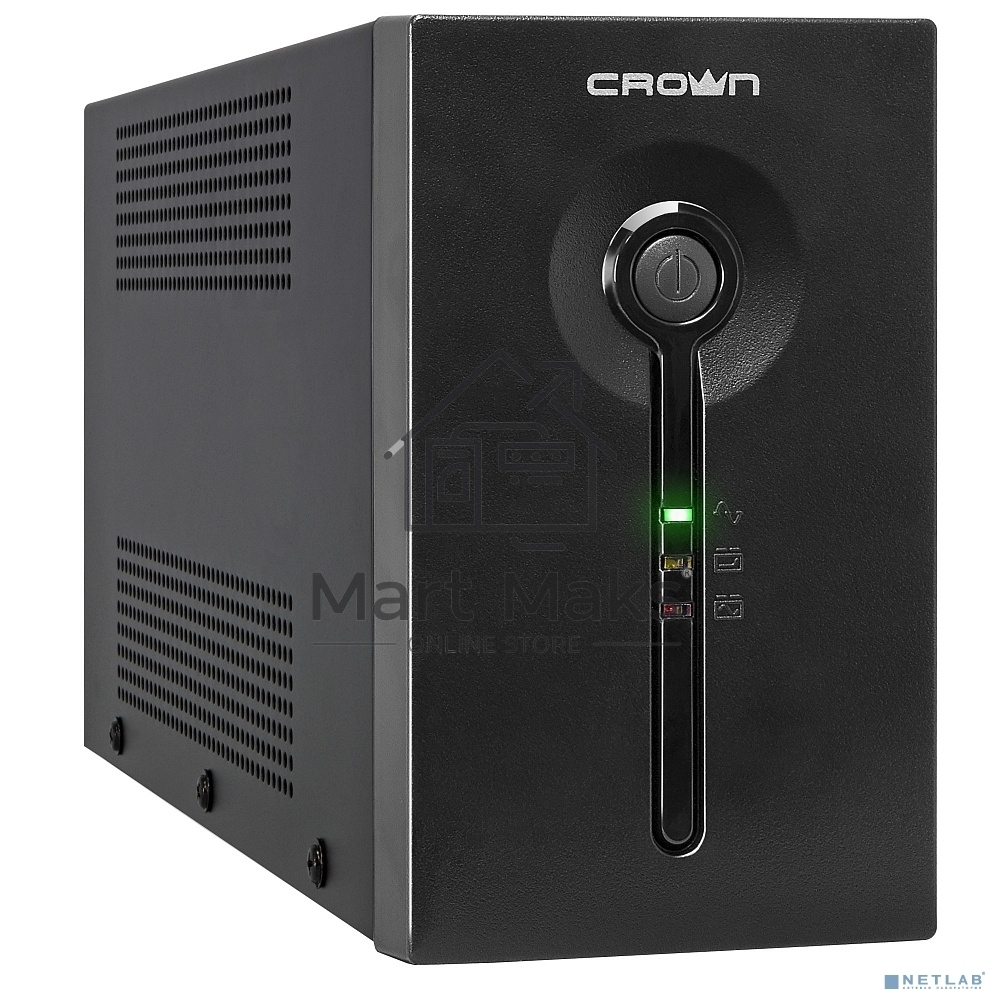 Источник бесперебойного питания CROWN ИБП CMU-SP650EURO 650VA, металл, 1x12V/7AH, розетки 2*EURO+1*IEC bybass CM000001490