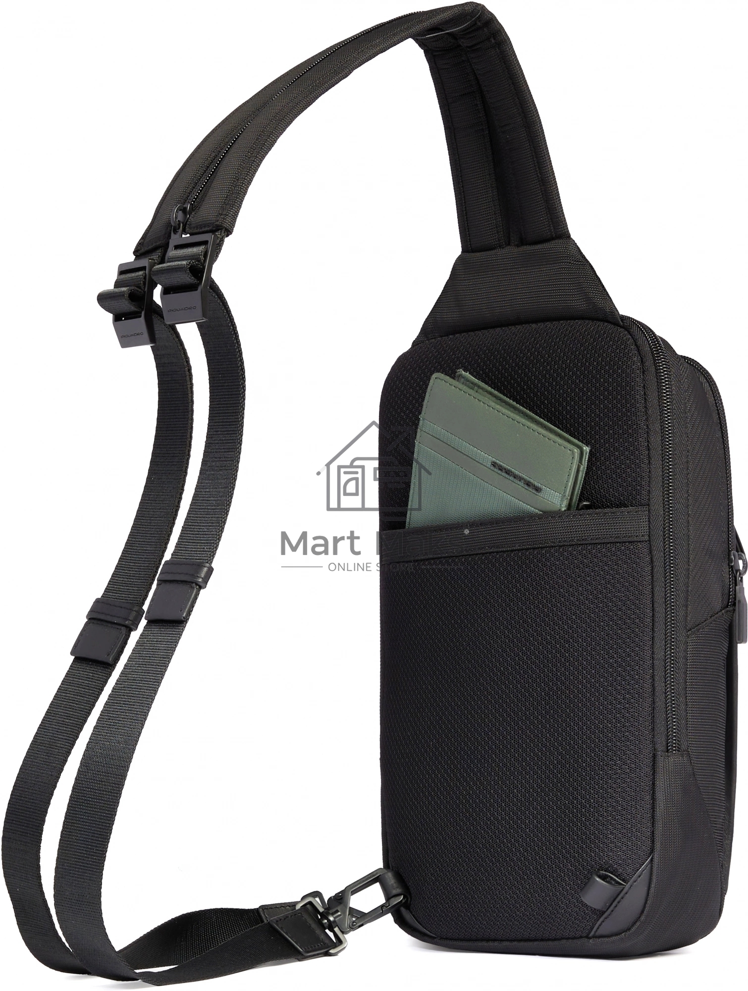 Рюкзак слинг мужской Piquadro Orion CA6625S136/N черный ткань/натур.кожа