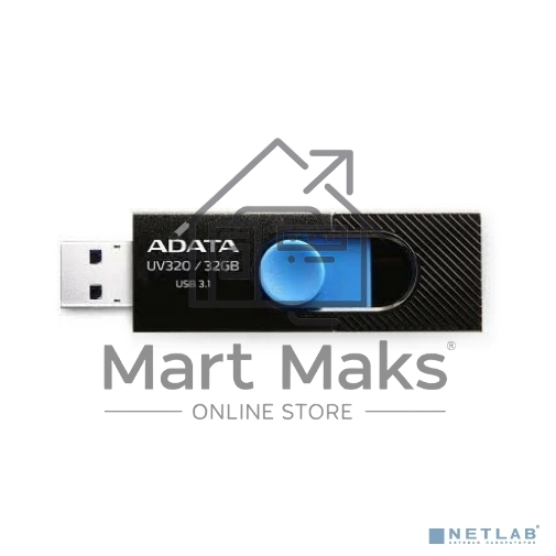 Флешка USB ADATA UV320 (AUV320-32G-RBKBL), 32Gb, USB 3.2 Gen 1, R/W 100/30, черный/голубой