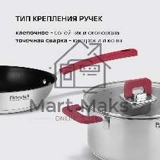 Набор 8 предметов Rondell RDS-1662, Кастрюли с/кр 20 см (3,0 л), 24 см (5,6 л), ковш с/кр 16 см (1,4 л), сотейник б/кр 2