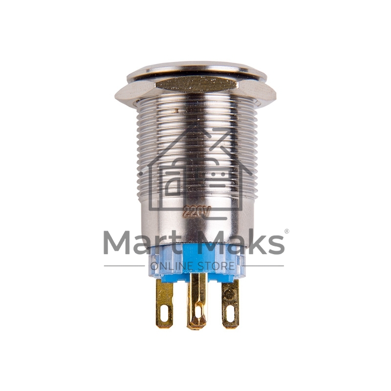 Кнопка антивандальная Ø19 250В Фикс (5с) ON-OFF/OFF-ON подсв/зеленая Rexant