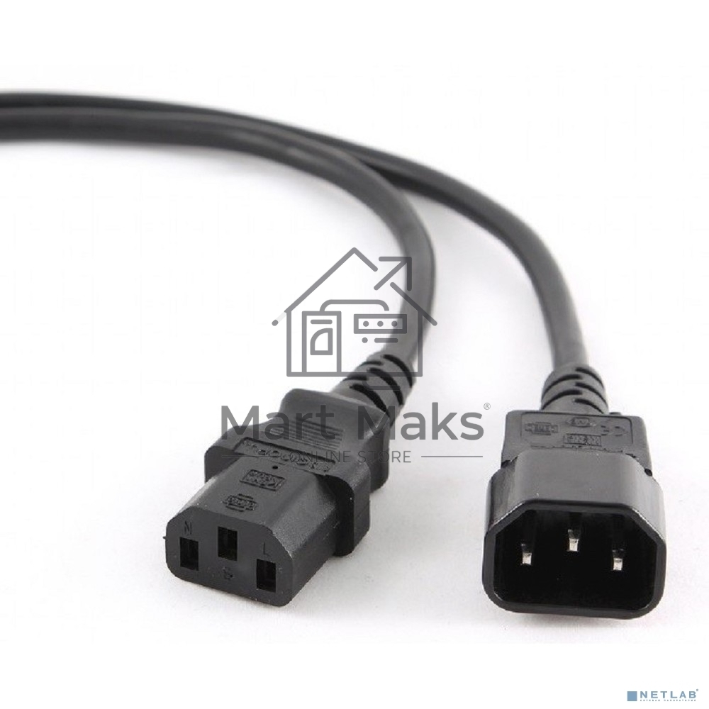 Кабель питания Cablexpert PC-189-1-1, 1.8м, C14- C19, 3x1кв.мм, черный, с заземлением