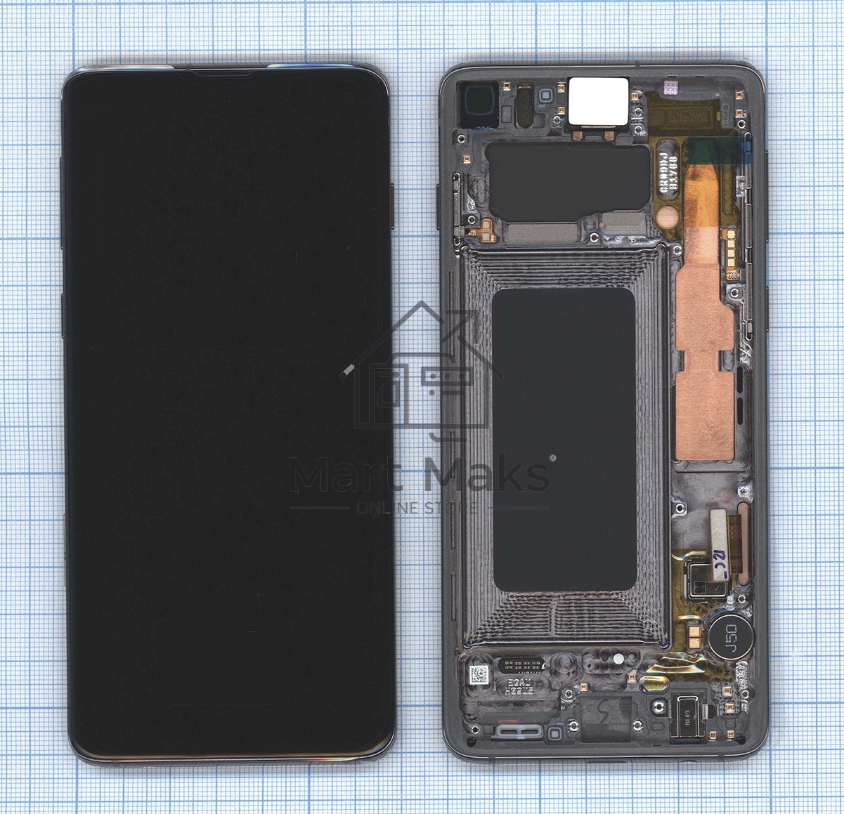 Дисплея для Samsung Galaxy S10 SM-G973F в сборе с тачскрином ServicePack, черный (GH82-18850A)