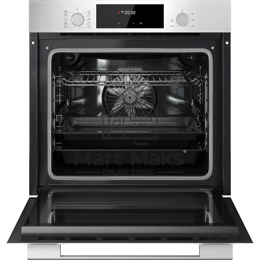 Встраиваемый духовой шкаф Kuppersberg HF 609 BX, High-Tech, объем 80 л, 10 режимов работы, телескопические направляющие, цифровой таймер, 2 стекла в дверце, утапливаемые переключатели, энергоэффективность А, черный/нержавеющая сталь