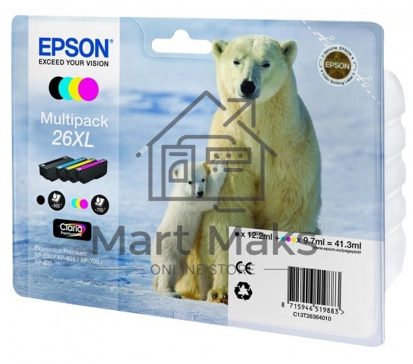 Картридж струйный Epson C13T26364010 черный/голубой/желтый/пурпурный набор карт. для Epson XP-600/605/700/710/800