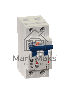 Выключатель автоматический модульный 2п C 2А 6кА OptiDin BM63-2C2-УХЛ3 КЭАЗ 260603