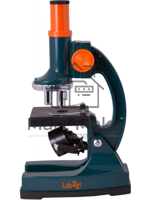 Микроскоп Levenhuk LabZZ M1 монокуляр 100-300 на 3 объектива зеленый/оранжевый