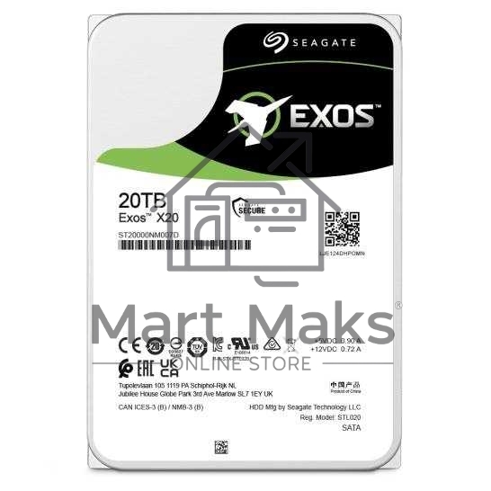 Жесткий диск Seagate HDD Server Exos X20 HDD 512E/4KN ( 3.5'/ 20TB/ SATA 6Gb/s / 7200rpm)