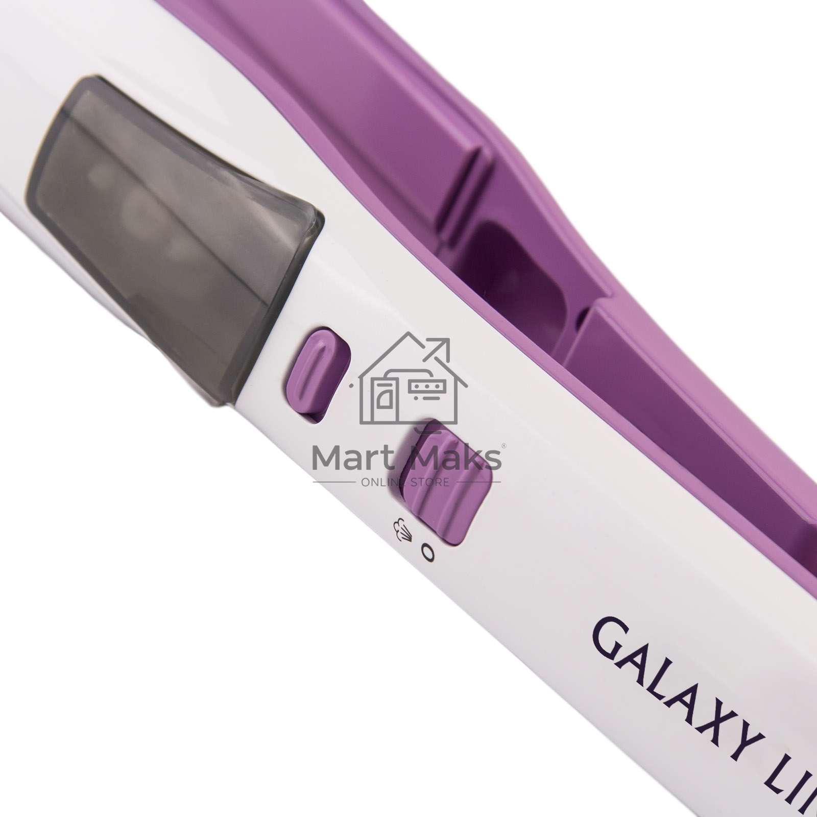 Щипцы для волос Galaxy Line GL 4516, фиолетовый, 45 Вт, максимальная температура 200°С, система ультразвукового распыления воды, съемный резервуар для воды, нагр. элемент с защитой от перегрева, пластины с керам. покрытием, ЖК-дисплей с индикацией темпера