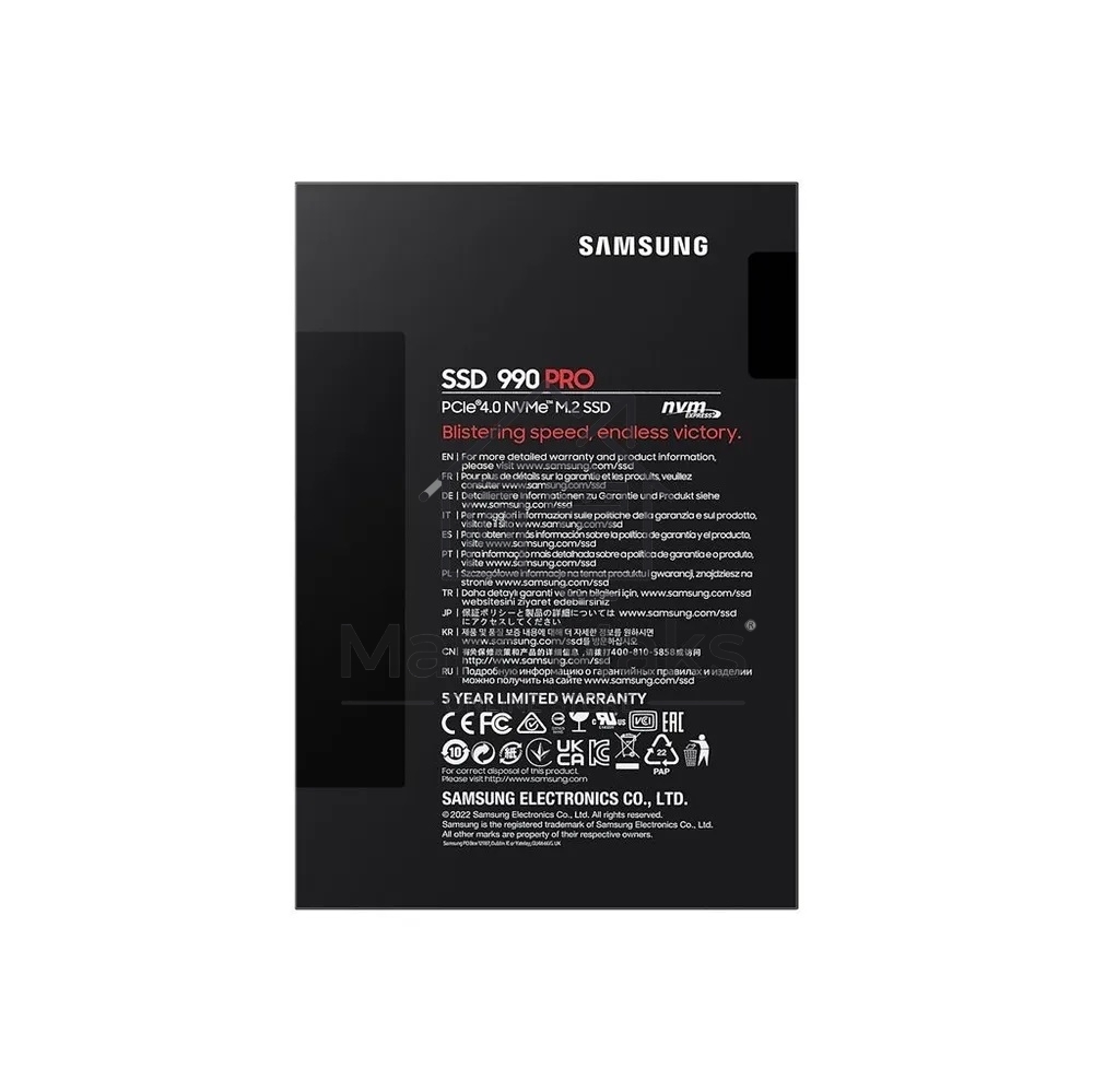 Накопитель SSD Samsung 990 PRO, 1000GB, PCIe 4.0 x4, M.2 2280, NVMe, R/W 7450/6900