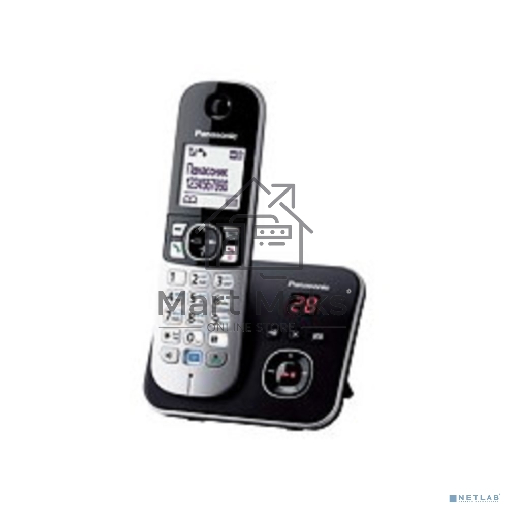 Телефон беспроводной (DECT) Panasonic KX-TG6821RUB (черный), автоответчик,определитель номера,телефонный справочник 120 зап.