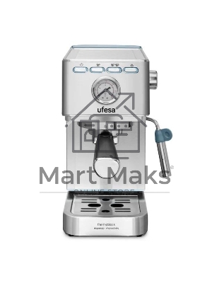 Кофеварка рожковая Ufesa CE8030 MILAZZO серебристый, исп. кофе - молотый, 1.4 л, 1350 Вт, 20 бар