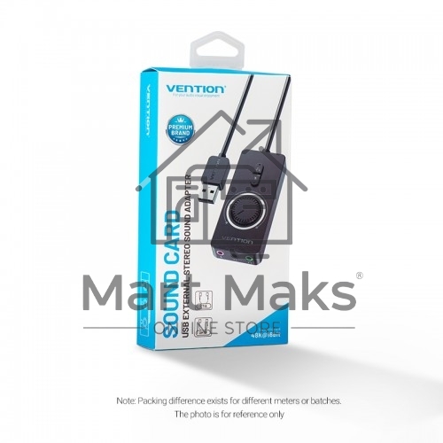 Внешняя звуковая карта Vention USB c регулятором громкости Черная