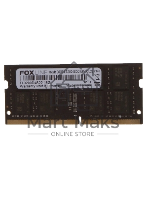 Оперативная память Foxline, DDR4, 16GB (1x16 GB), 3200 MHz, CL22, SO-DIMM