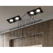 Встраиваемый поворотный точечный светильник Ambrella light TN102746/2 BK черный IP20 GU5.3/2 180*95*25