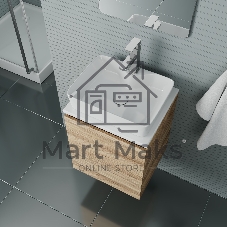 Тумба Bau Dream Blackwood 50 с дверцей, раковина BAU Cerama 48х37 белая, смеситель Hotel Still, нерж. сталь, выпуск клик клак, белый