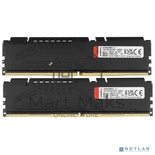 Оперативная память Kingston Fury Beast, DDR5, 16GB (2x8GB), 6000MHz, CL36, с радиаторами, черный