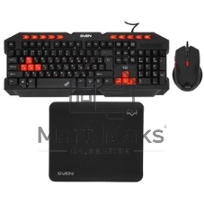 Комплект клавиатура + мышь SVEN GS-9200 игровые клавиатура, мышь и коврик