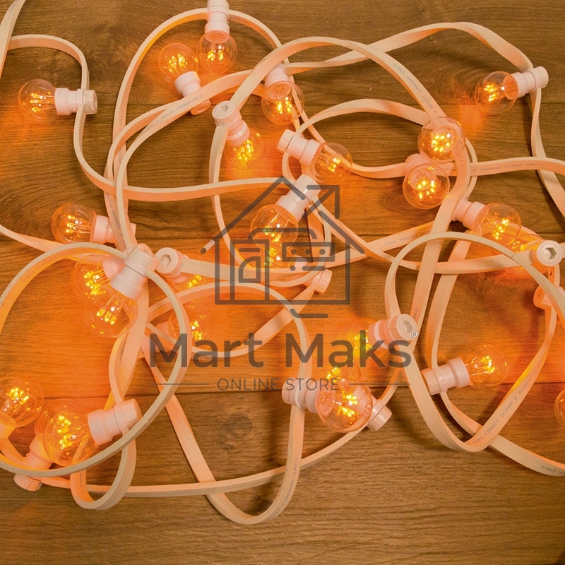 Гирлянда LED Galaxy Bulb String 10м, белый КАУЧУК, 30 ламп*6 LED ЖЕЛТЫЕ, влагостойкая IP65