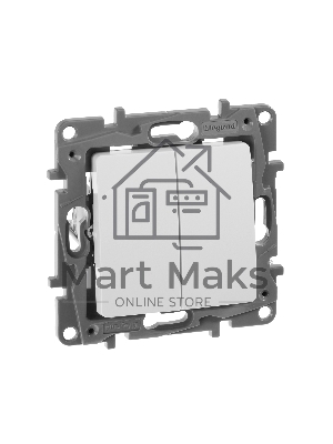 Переключатель 2-клавишный, 10AX, бел. ETIKA 