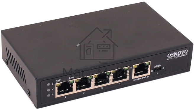 Коммутатор Osnovo SW-8050/D 5G 4PoE+ 90W неуправляемый