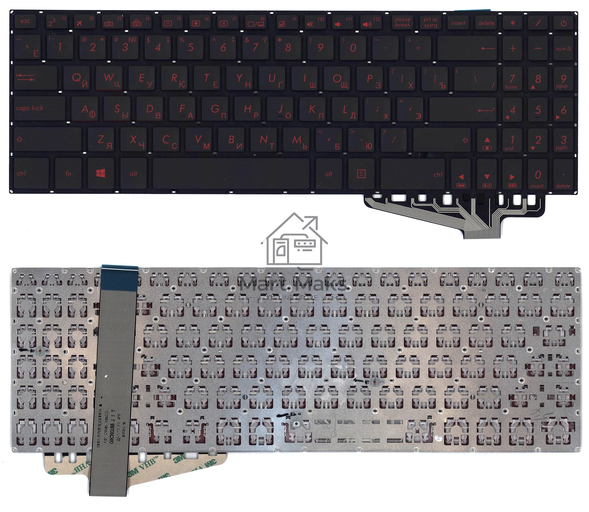 Клавиатура для ноутбука Asus FX570 черная с подсветкой