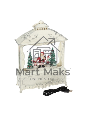 Декоративный фонарь Neon-night с эффектом снегопада и подсветкой Рождественский лес, белый