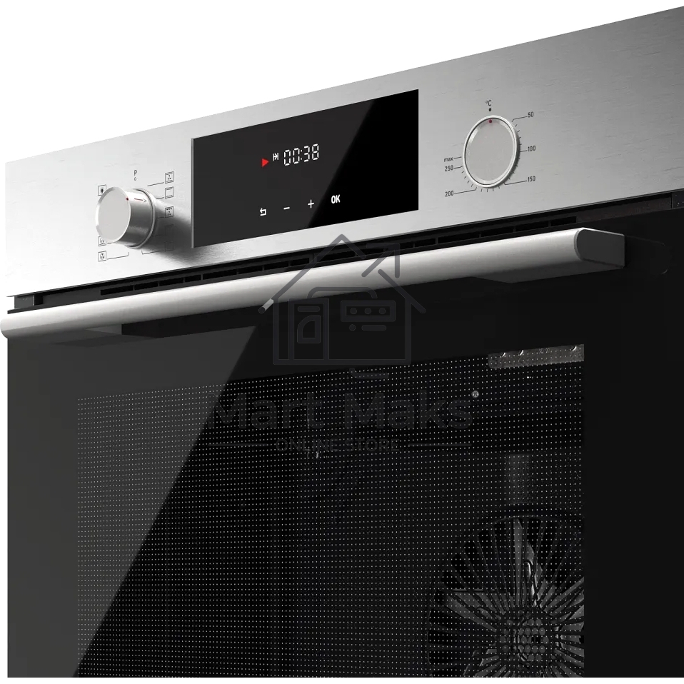 Встраиваемый духовой шкаф Kuppersberg HF 609 BX, High-Tech, объем 80 л, 10 режимов работы, телескопические направляющие, цифровой таймер, 2 стекла в дверце, утапливаемые переключатели, энергоэффективность А, черный/нержавеющая сталь