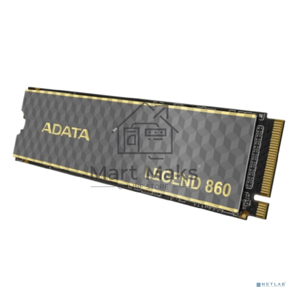 Накопитель SSD ADATA LEGEND 860, 500Gb, PCIe 4.0 x4, M.2 2280, NVMe, R/W 5000/3000, с радиатором