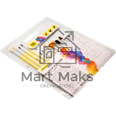 Набор кистей Silwerhof Color (набор 15шт) пони круглая №1,2,3,4,5/плоская №1/2, 1/4, 4/круглая №3,5/плоская №1/2, 4, 8/синтетика веерная №4