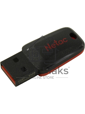 Флешка USB Netac U197 (NT03U197N-064G-20BK), 64Gb, USB 2.0, R/W 25/10, черный/красный