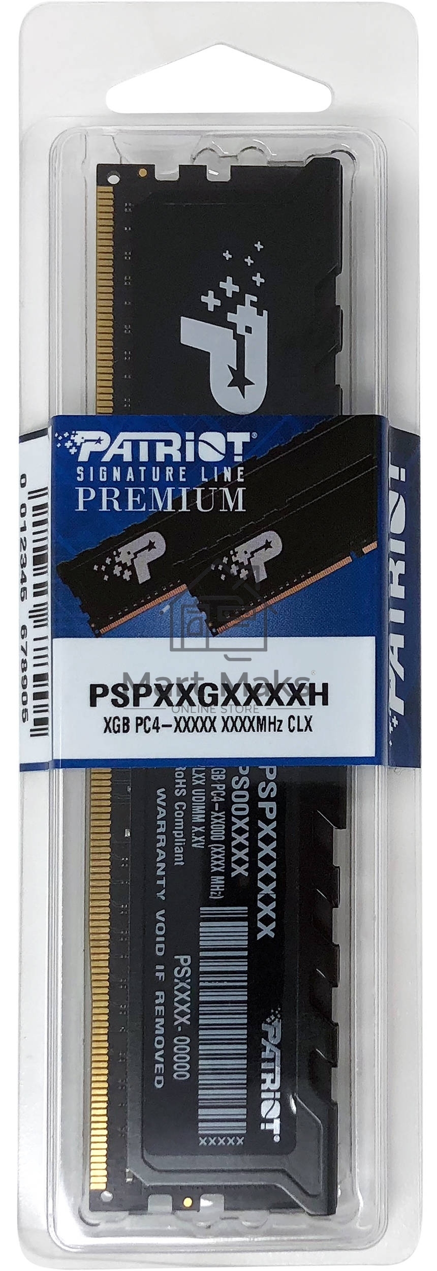 Оперативная память Patriot Signature Premium, DDR4, 32GB (1x32 GB), 3200 MHz, CL22, DIMM, радиатор, черный