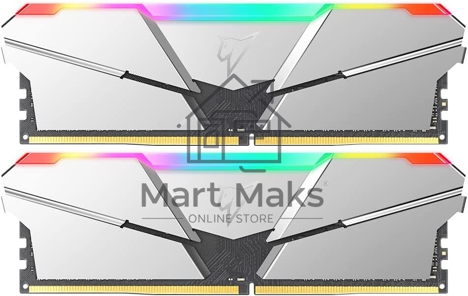 Оперативная память NETAC Shadow, DDR4, 16Gb (2x8Gb), 3200MHz, CL14, DIMM, с радиаторами, RGb, серебристый