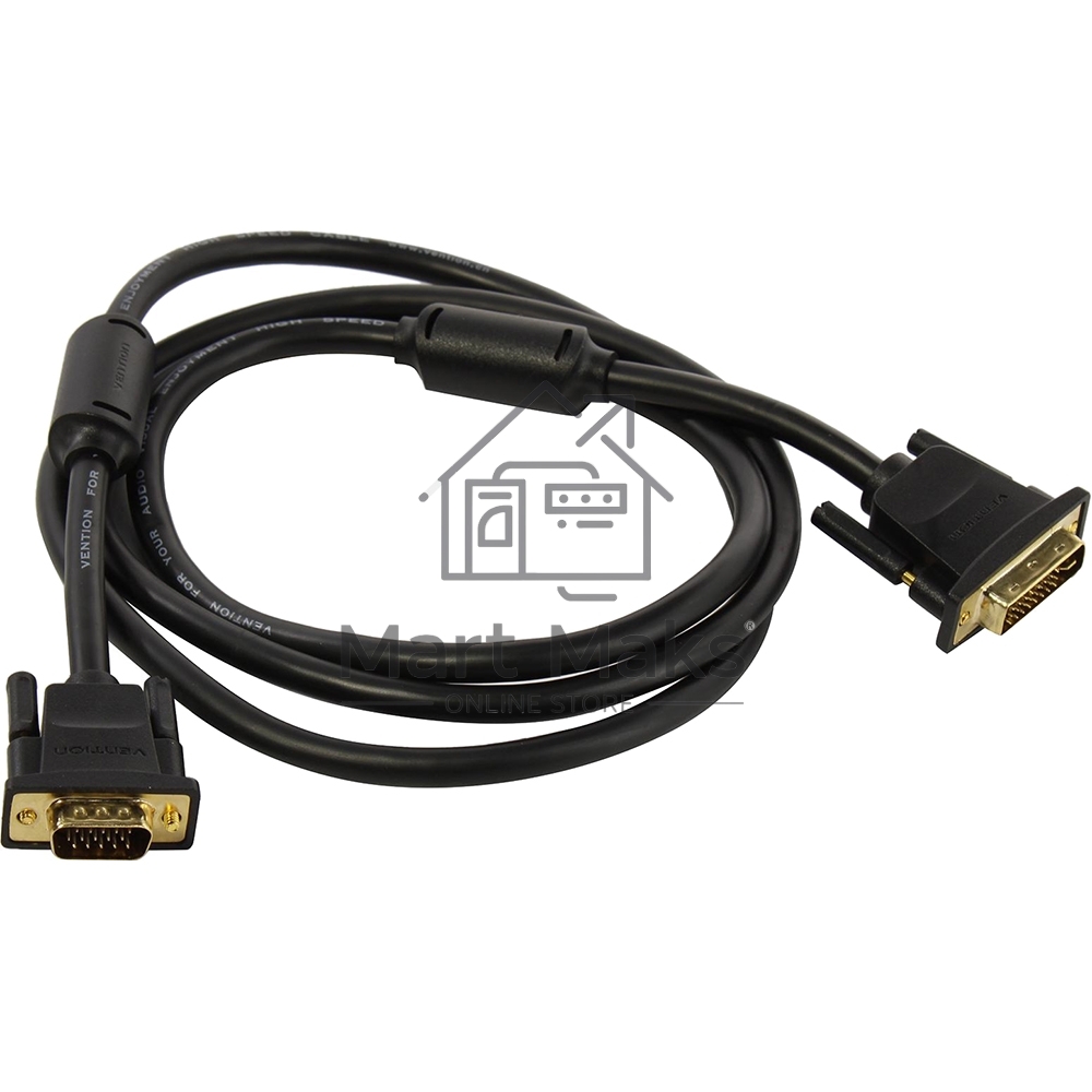 Кабель Vention DVI-I Dual link 24+5M/VGA 15M с ферритовым фильтром - 1.5м.