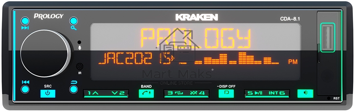 Автомагнитола Prology CDA-8.1 KRAKEN 1DIN 8x65Вт
