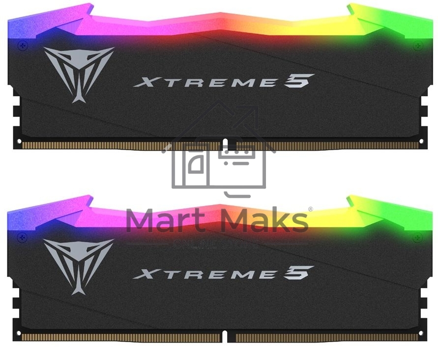 Оперативная память Patriot Viper Xtreme 5, DDR5, 48Gb (2x24Gb), 8000MHz, CL38, DIMM, с радиаторами, RGB, черный