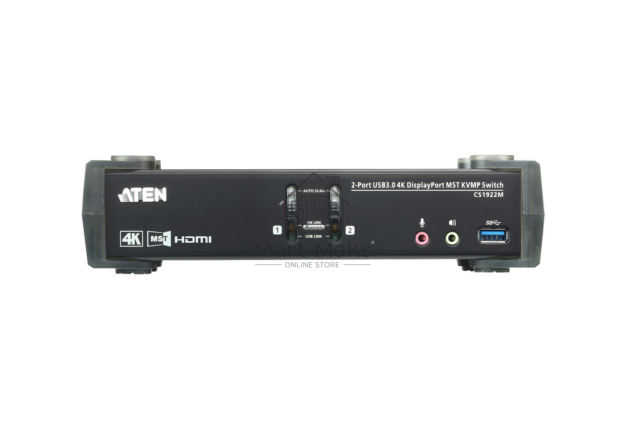 Переключатель KVM ATEN CS1922M-AT-G KVM+Audio+USB 3.0, 1 user USB+DP => 2 cpu USB+DP, со шнурами DP 2x1.5м.+USB 2х1.8м.