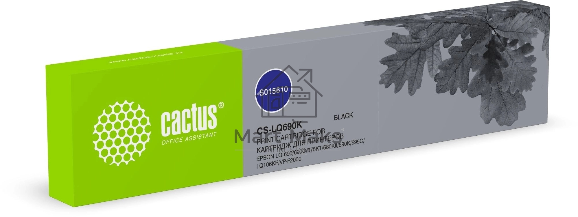 Картридж матричный Cactus CS-LQ690K (S015610) черный (12.7 мм, 32 м) для Epson LQ-690/690C/675KT/680K/690K/695C/LQ106KF/VP-F2000